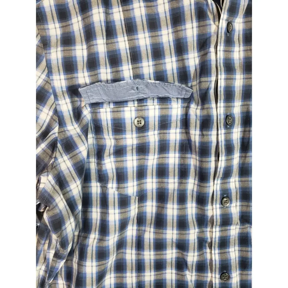 Banana Republic Men’s Large, Button - Up Check Shirt BLUE PLAID Stretch R338